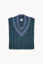 Petrol Cable Cashmere V-Neck Jumper