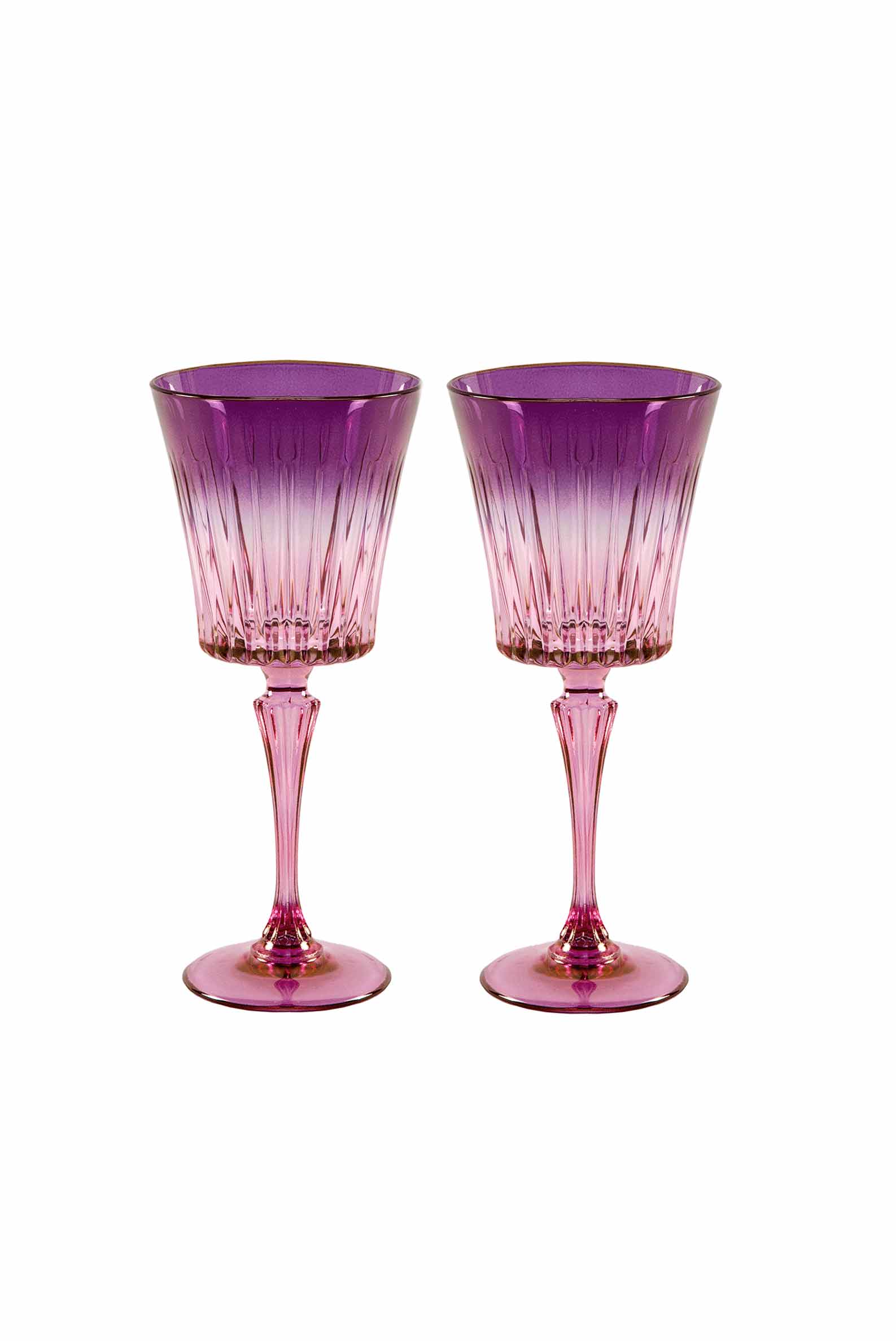 Set di due calici da vino Domina sfumati dal rosa al viola