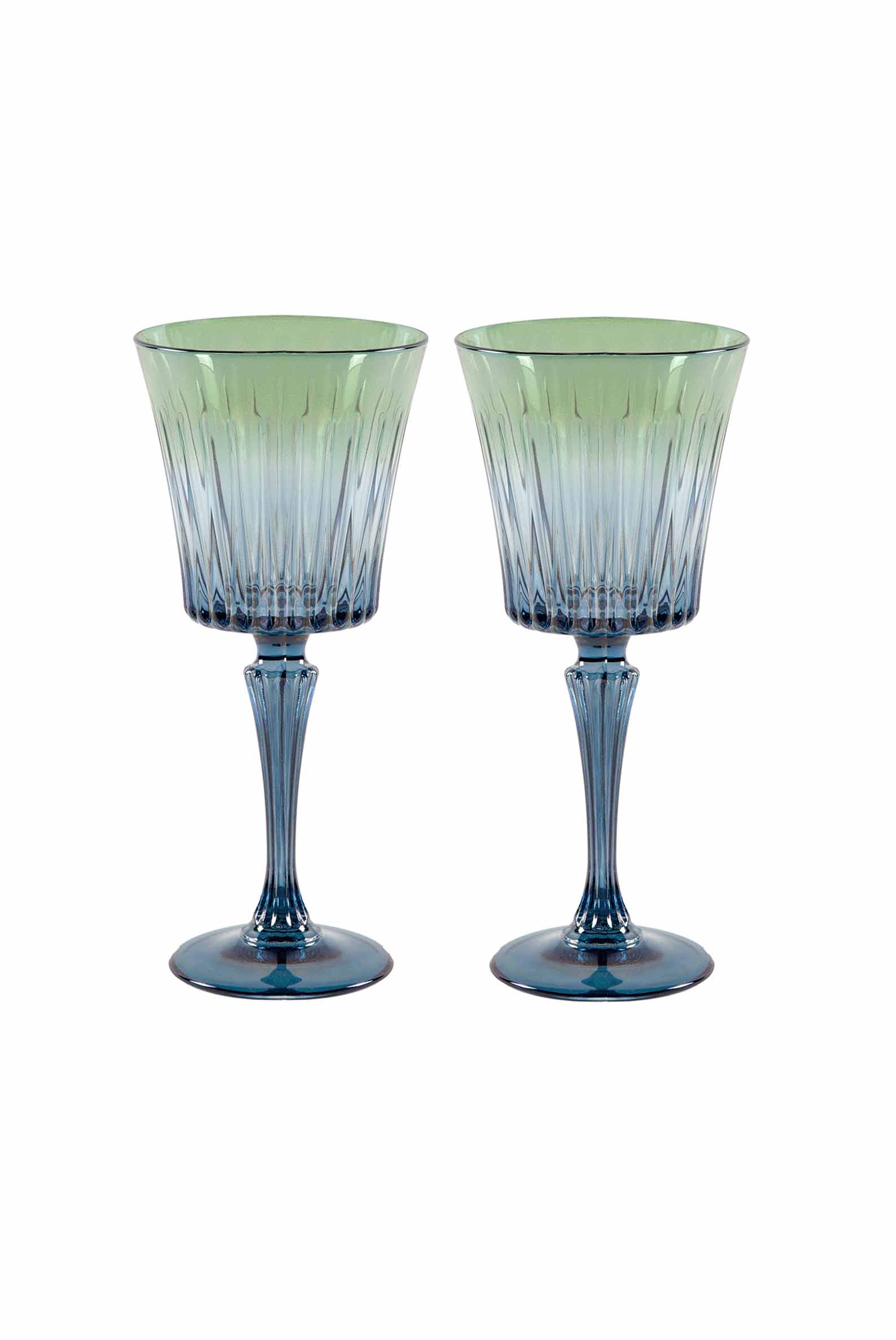 Set di due bicchieri d'acqua Domina sfumati dal blu al verde