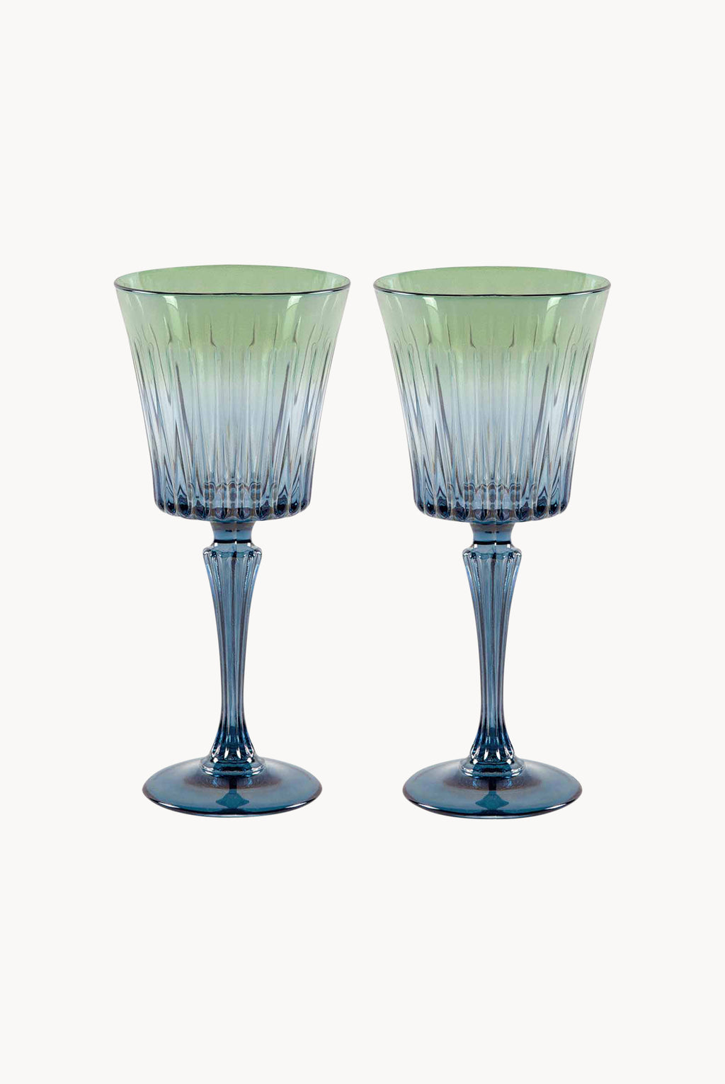 Set di due bicchieri d'acqua Domina sfumati dal blu al verde