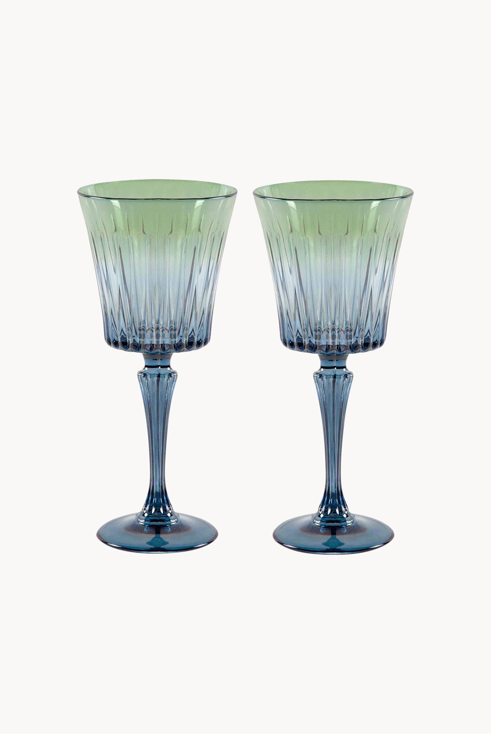 Set di due bicchieri d'acqua Domina sfumati dal blu al verde