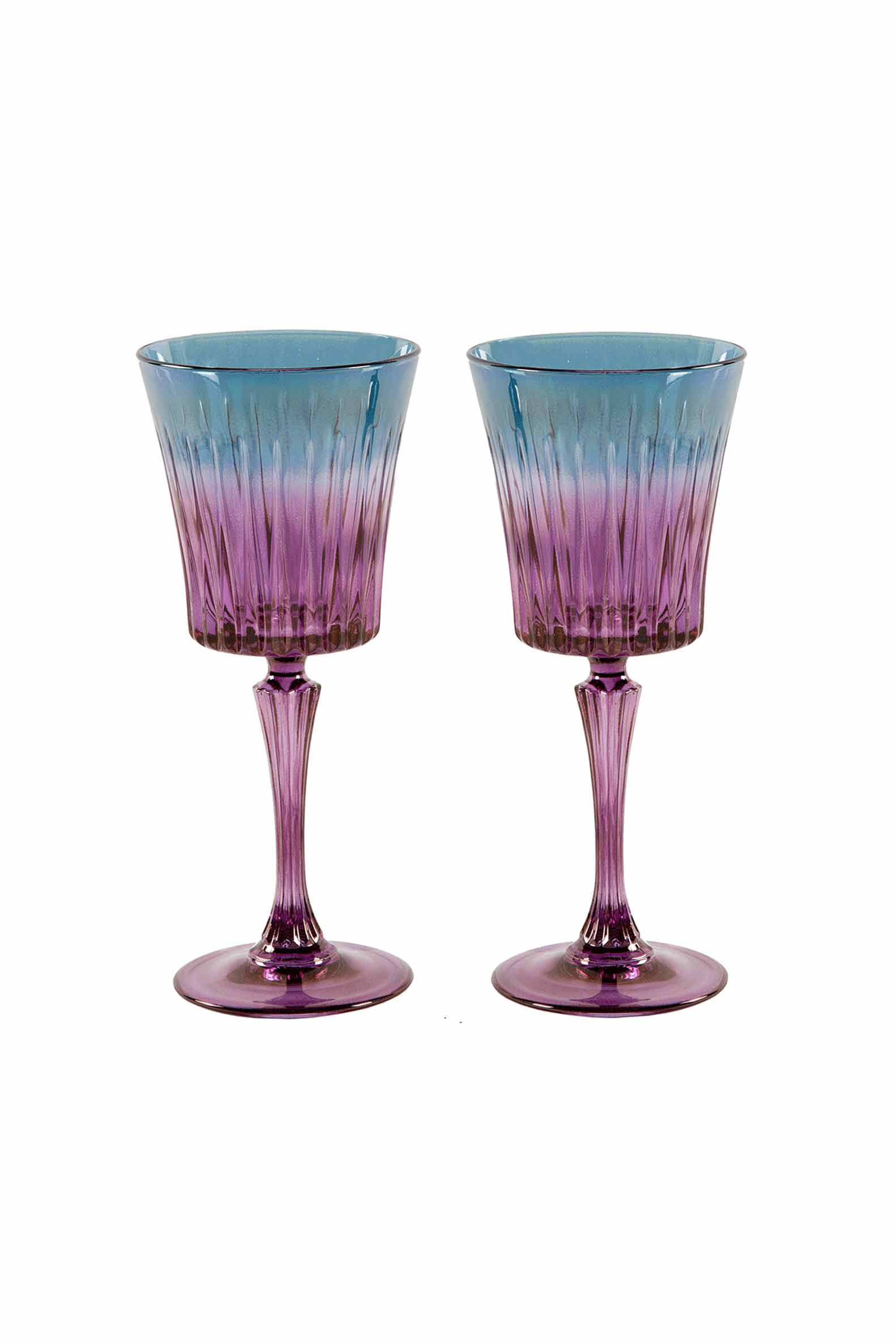 Set di due bicchieri d'acqua Domina sfumati dal viola al blu