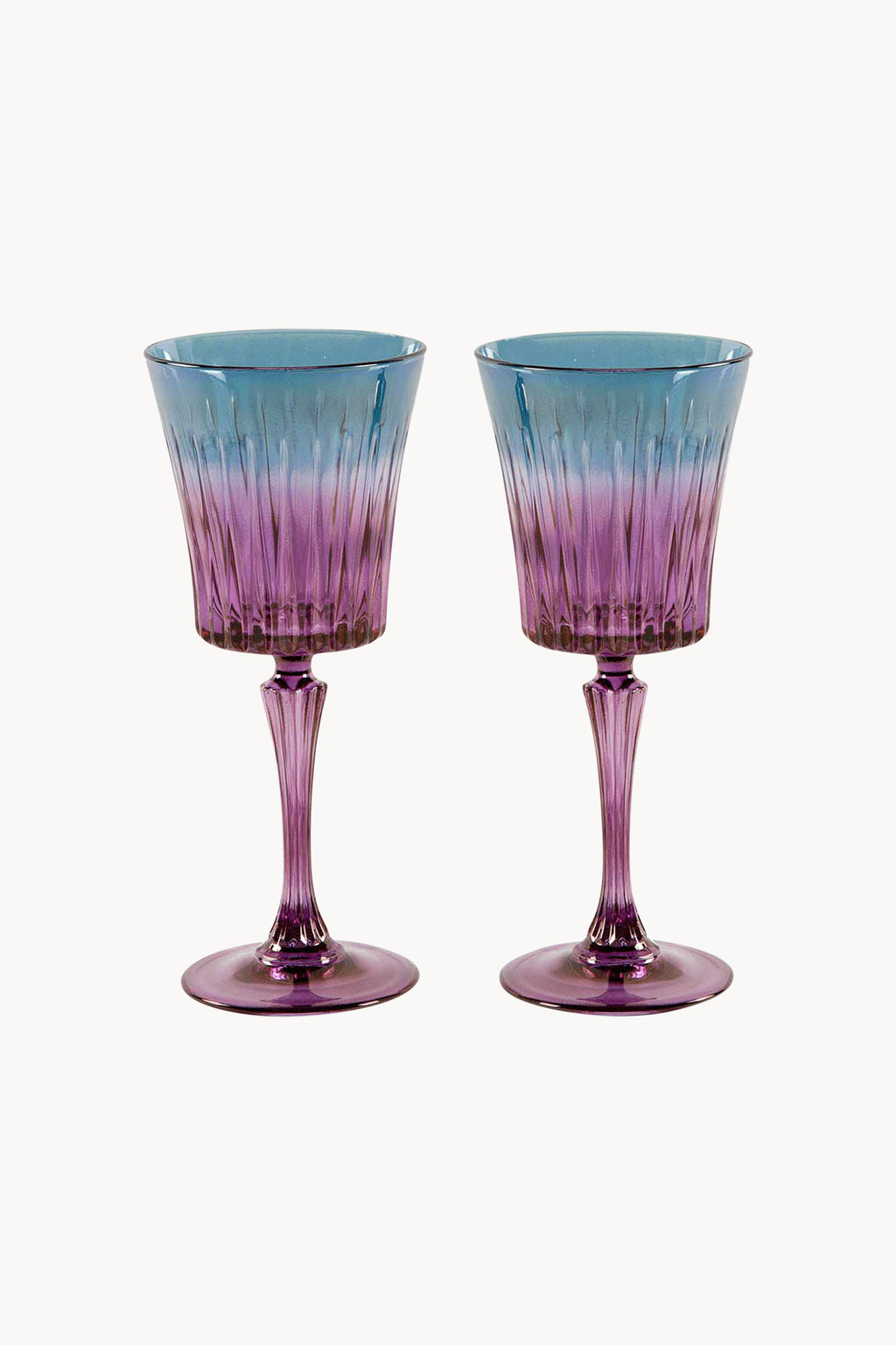 Set di due bicchieri d'acqua Domina sfumati dal viola al blu