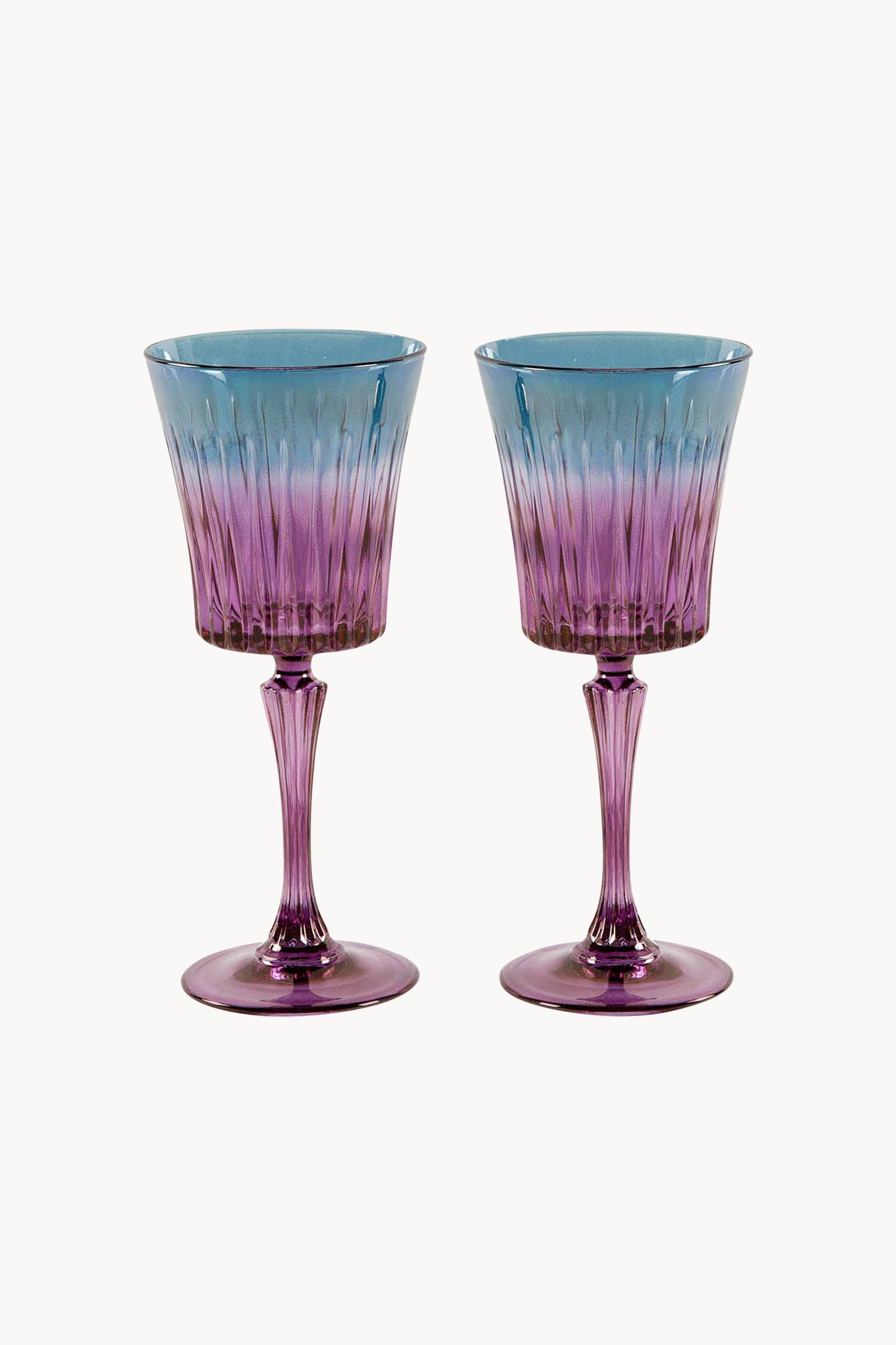 Set di due bicchieri d'acqua Domina sfumati dal viola al blu