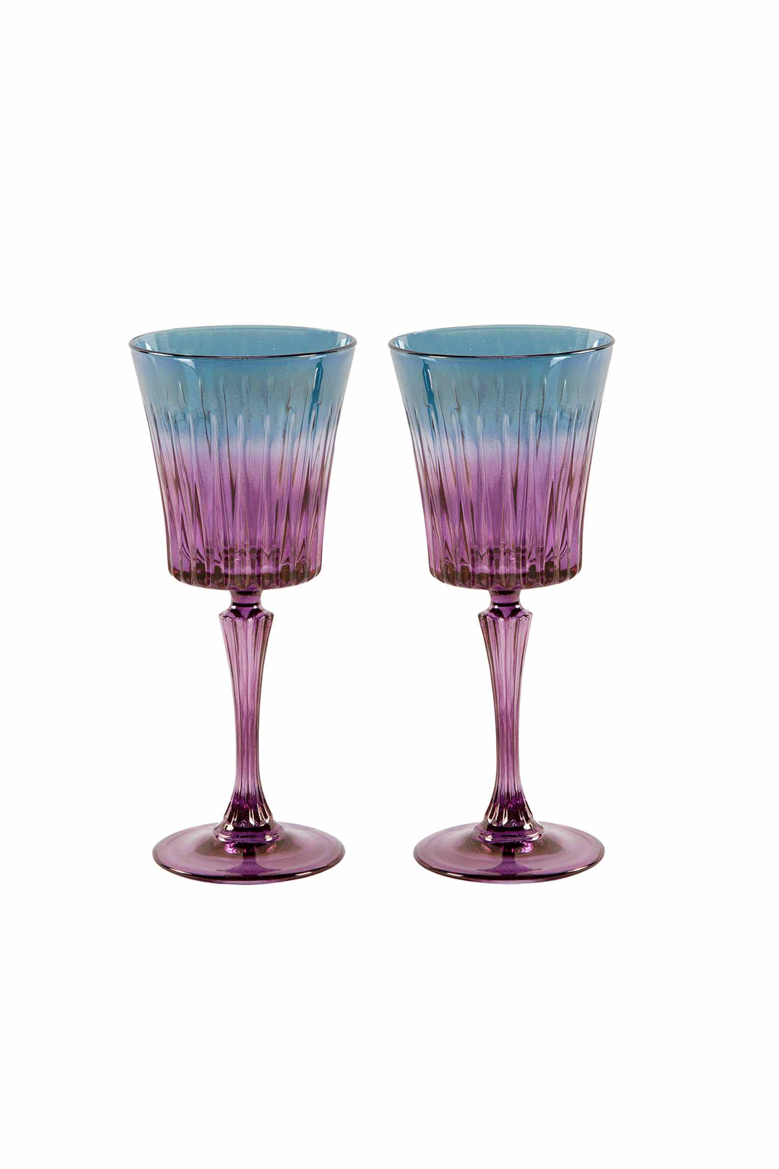 Set di due calici da vino Domina sfumati dal viola al blu
