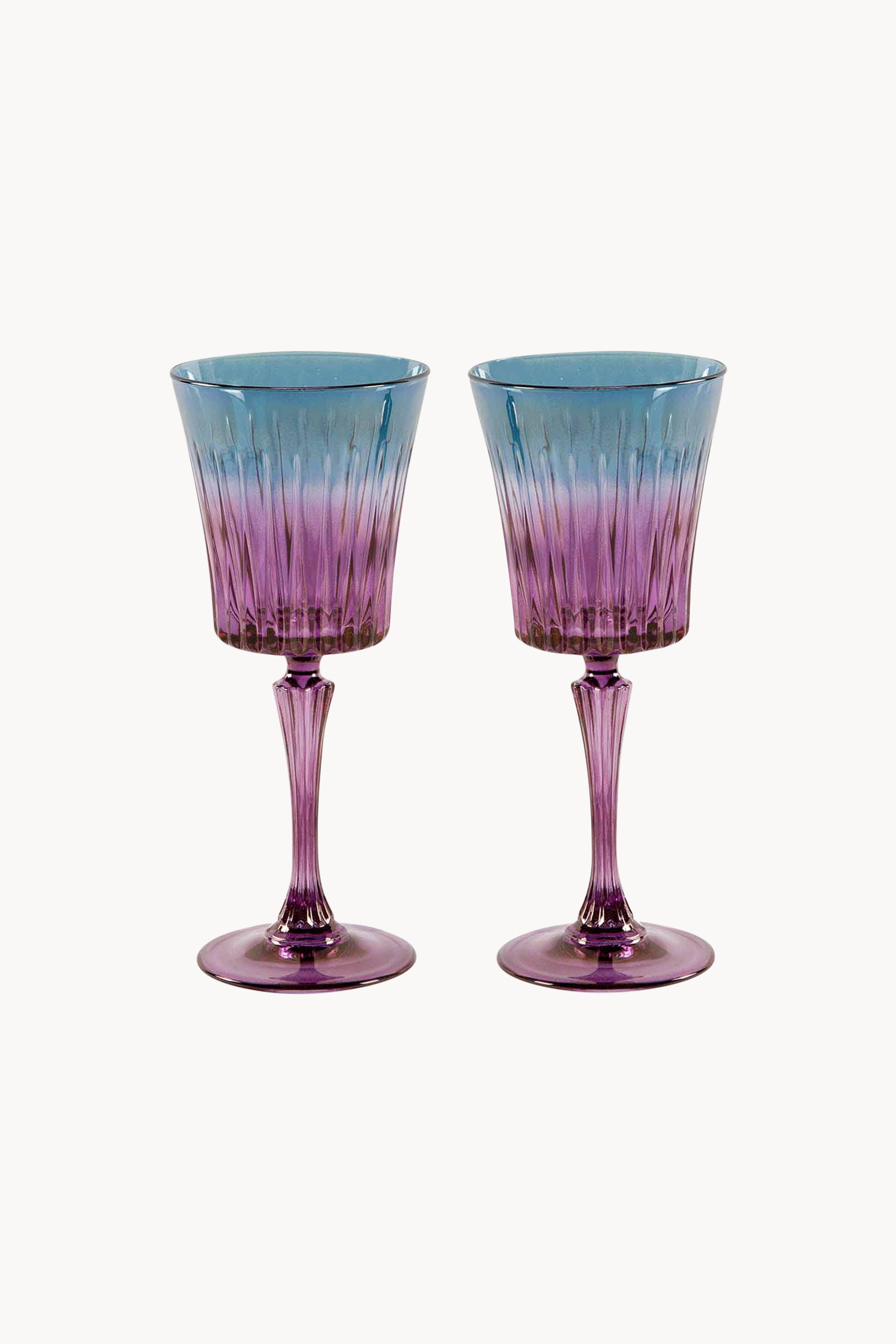 Set di due calici da vino Domina sfumati dal viola al blu