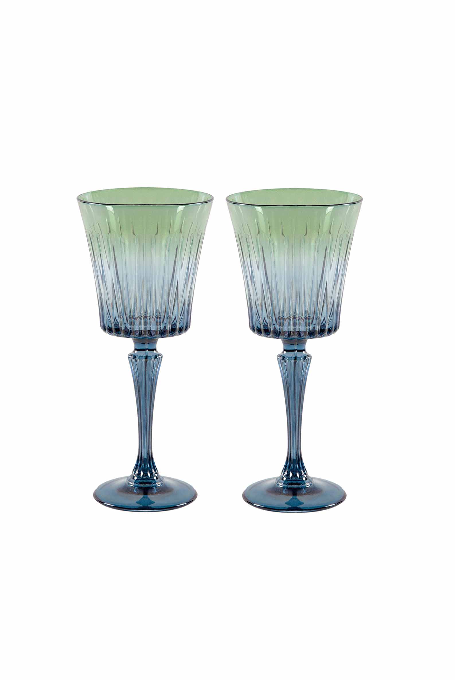Set di due calici da vino Domina sfumati dal blu al verde