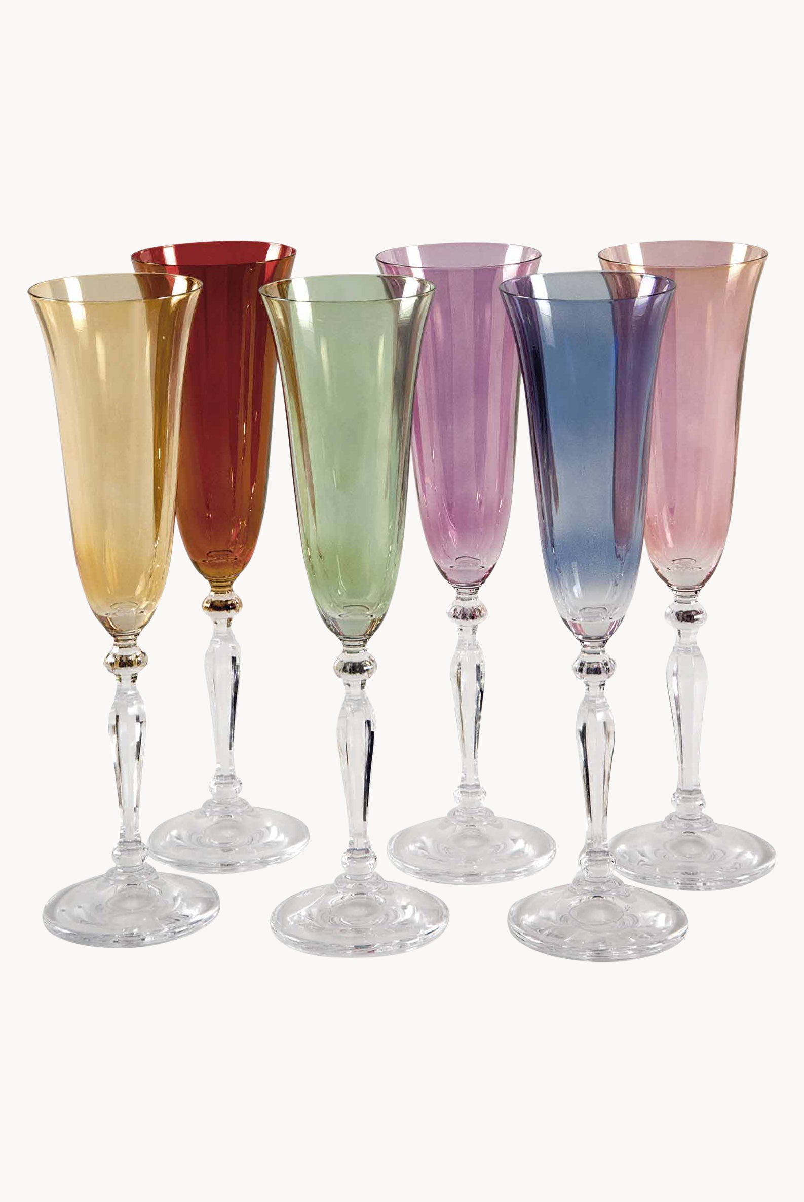 Set di sei flute multicolore