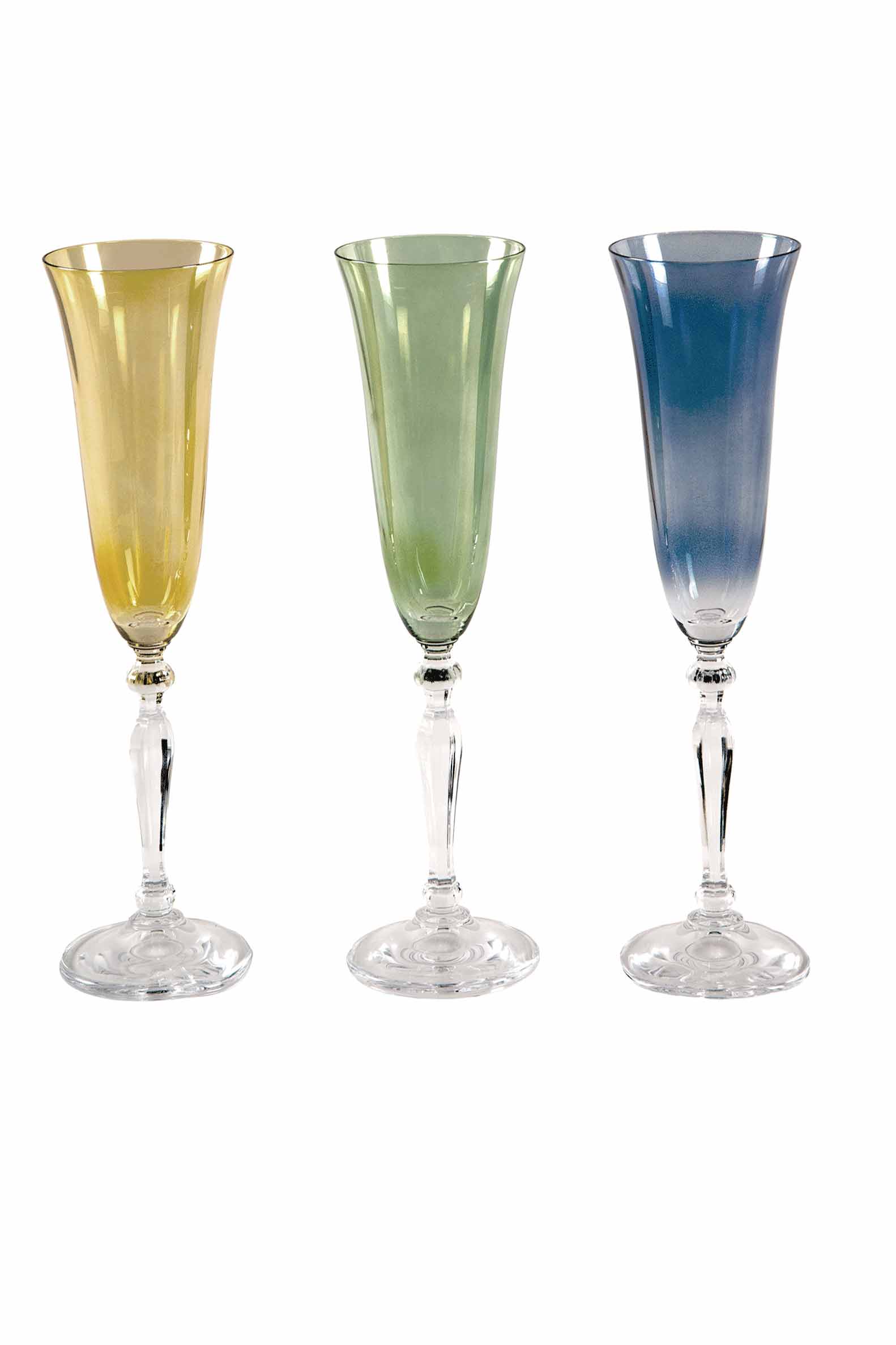 Set di sei flute multicolore