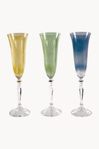 Set di sei flute blu, giallo, verde