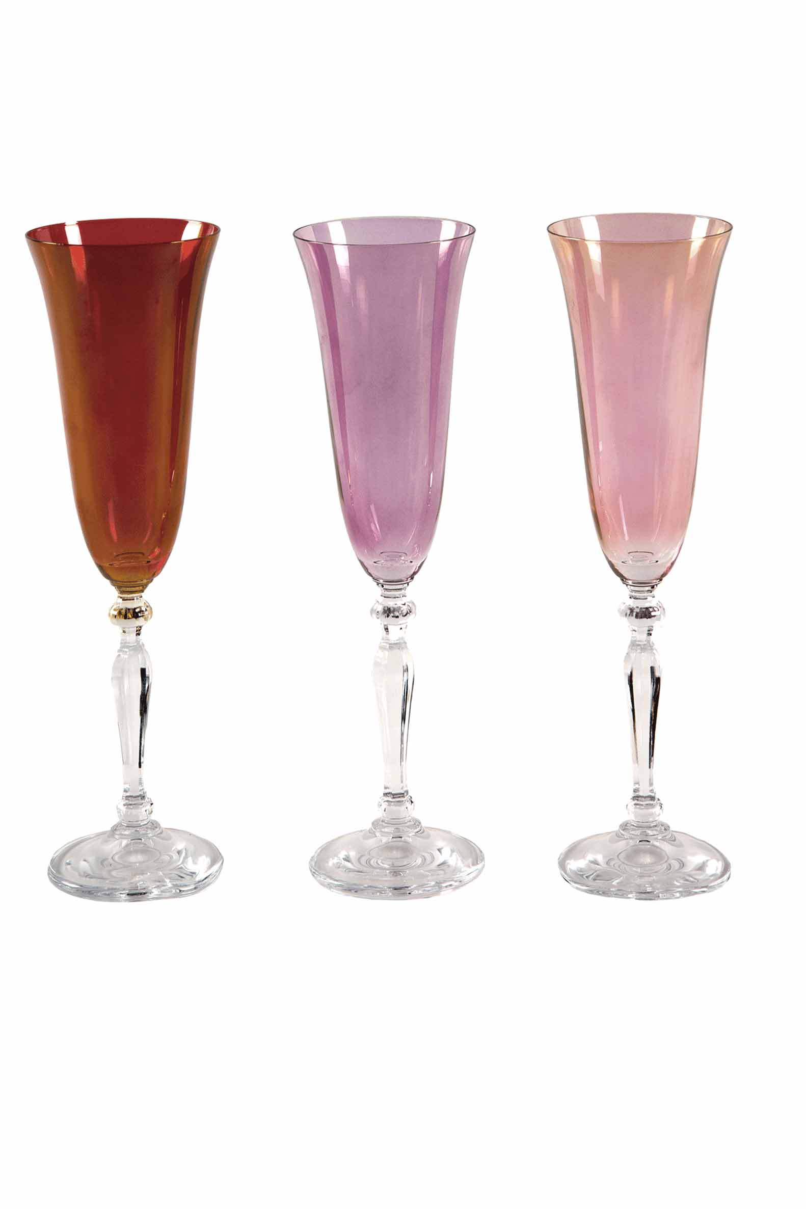Set di sei flute multicolore