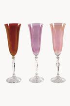 Set di sei flute rosso, viola, rosa