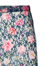 Pantaloni a zampa a vita alta in georgette stampata floreale