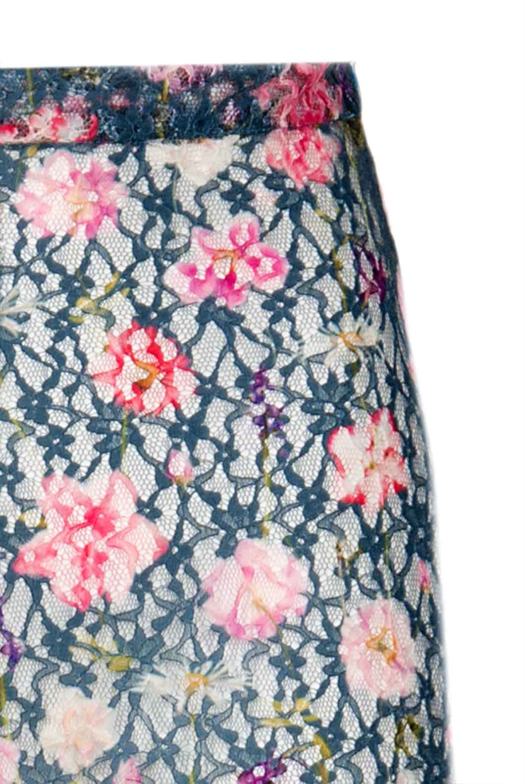 Pantaloni a zampa a vita alta in georgette stampata floreale
