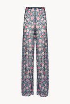 Pantaloni a zampa a vita alta in georgette stampata floreale