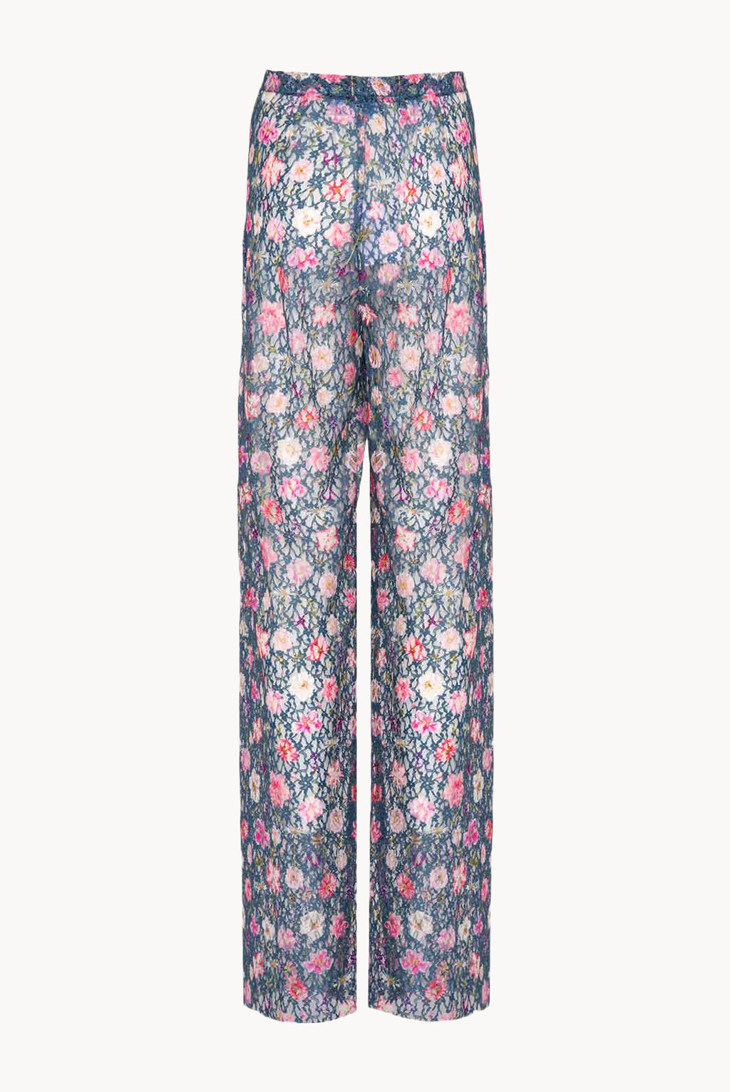 Pantaloni a zampa a vita alta in georgette stampata floreale