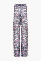 Pantaloni a zampa a vita alta in georgette stampata floreale