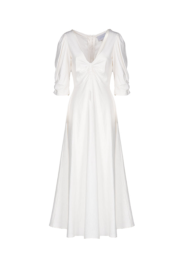 Vestito Anna in lino stretch bianco
