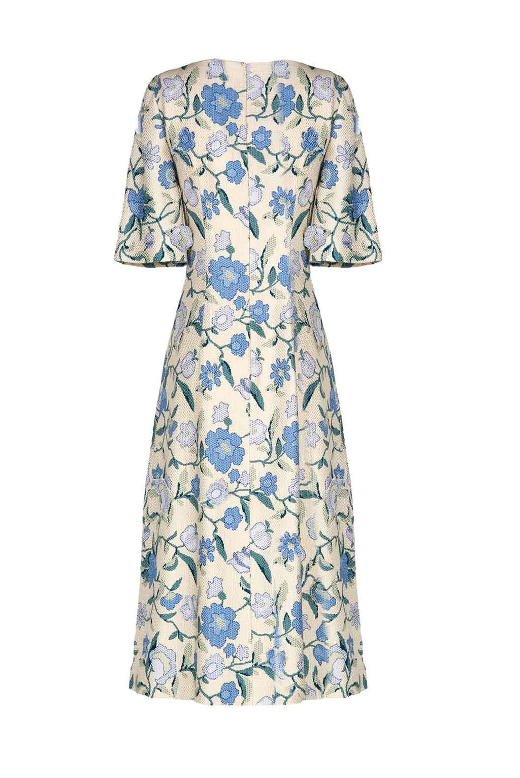 Abito dritto in jacquard con fiori selvatici