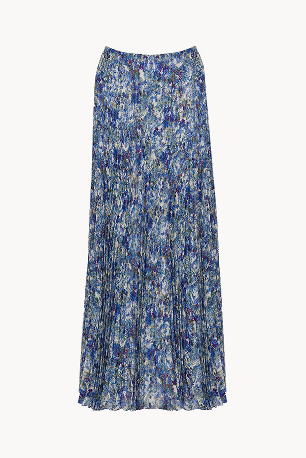 Pleated Printed Floral Midi Skirt