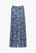 Pleated Printed Floral Midi Skirt