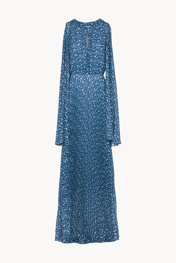 Vestito lungo plissettato con micro fiori