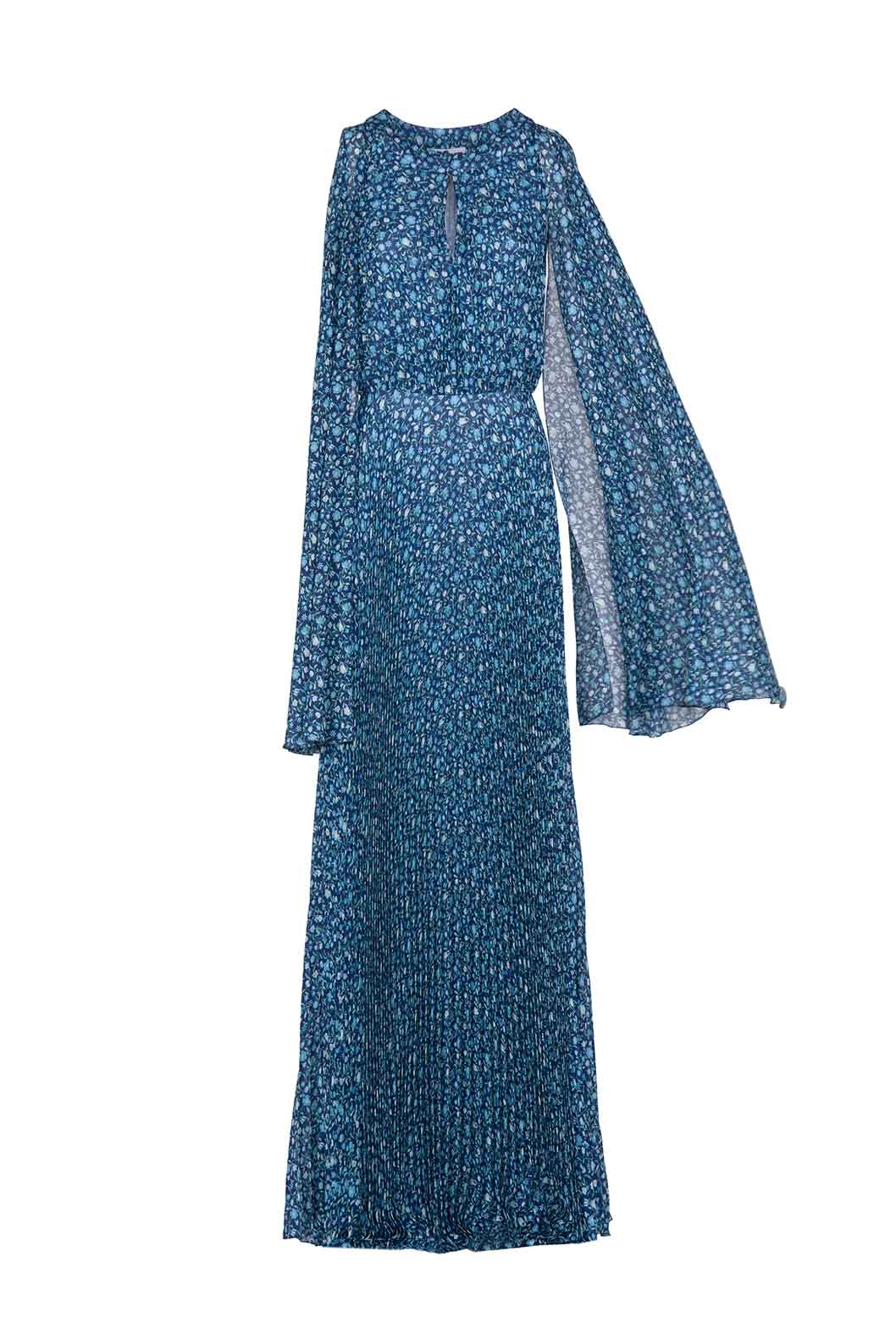 Vestito lungo plissettato con micro fiori