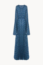Vestito lungo plissettato con micro fiori