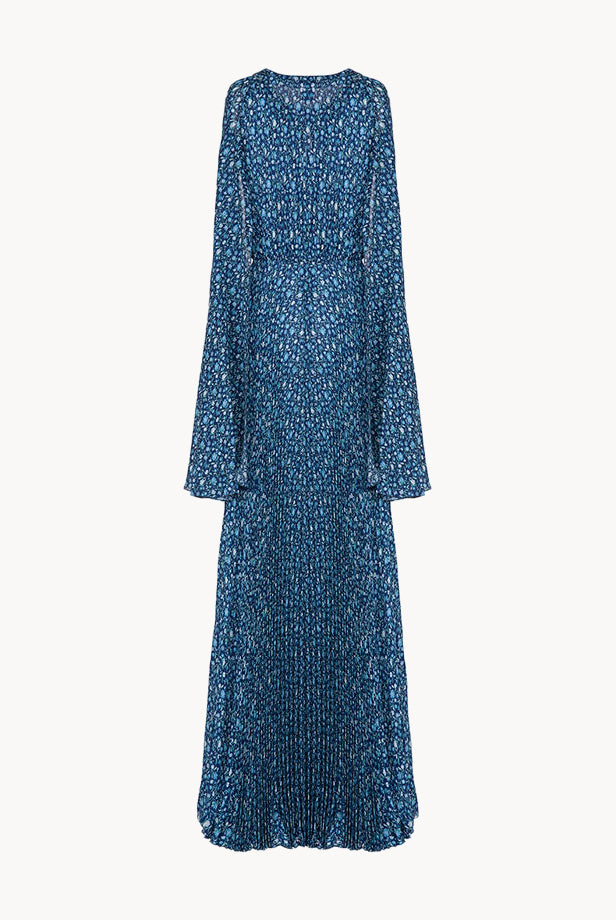 Vestito lungo plissettato con micro fiori