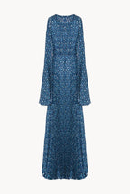 Vestito lungo plissettato con micro fiori