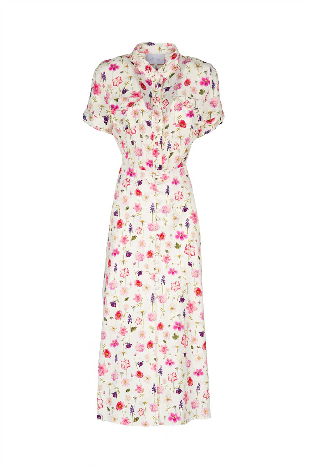 Camicia in crepe stampata a maniche corte
