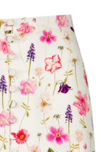 Gonna bottoncini in piquet di cotone con stampa floreale
