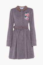 Long Sleeves Tweed Dress With Embroidery