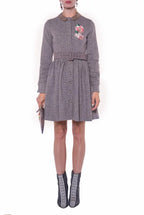 Long Sleeves Tweed Dress With Embroidery