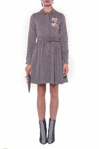 Long Sleeves Tweed Dress With Embroidery