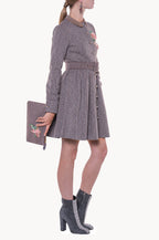 Long Sleeves Tweed Dress With Embroidery