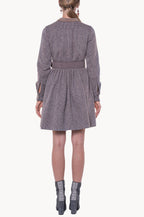 Long Sleeves Tweed Dress With Embroidery