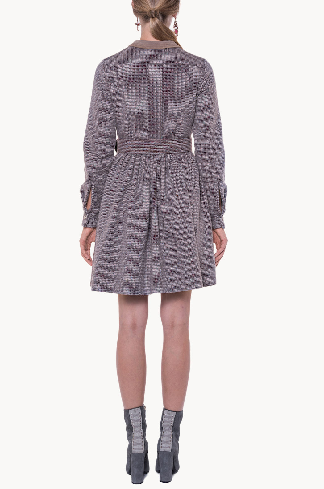 Long Sleeves Tweed Dress With Embroidery