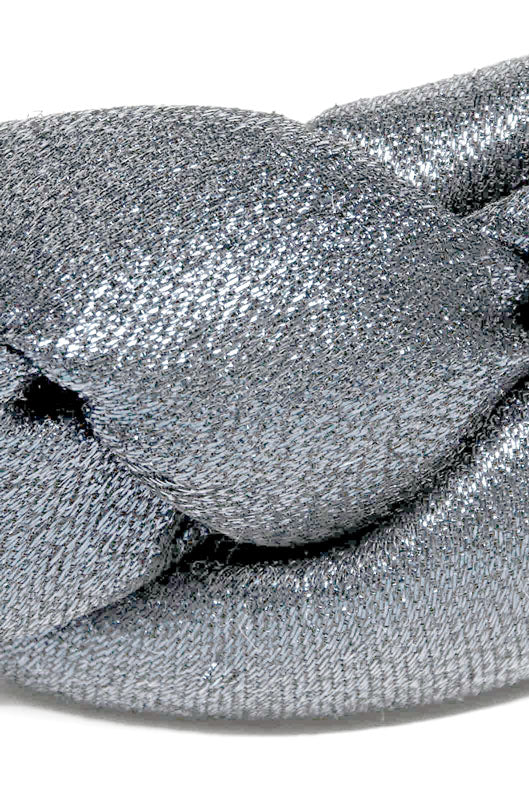 Fascia per capelli intrecciata in lurex argento