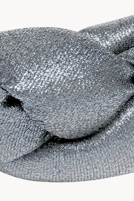 Fascia per capelli intrecciata in lurex argento