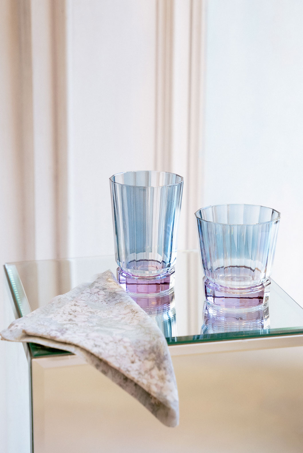 Striped Blue Set Of Two Small Duccio Tumbler With Purple Base