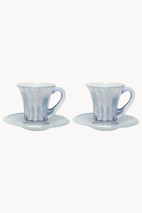 Set blu di due tazze da caffè Doge