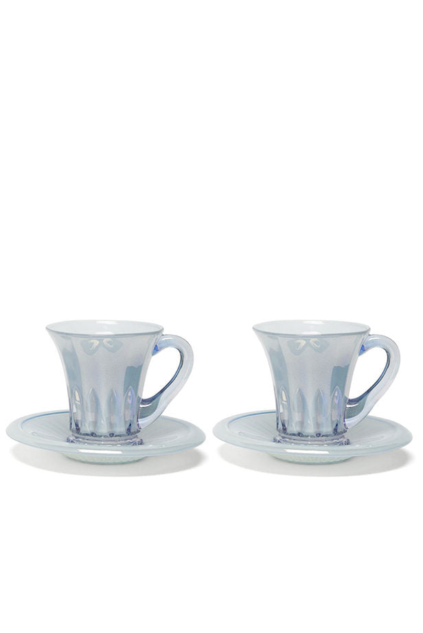Set blu di due tazze da caffè Doge