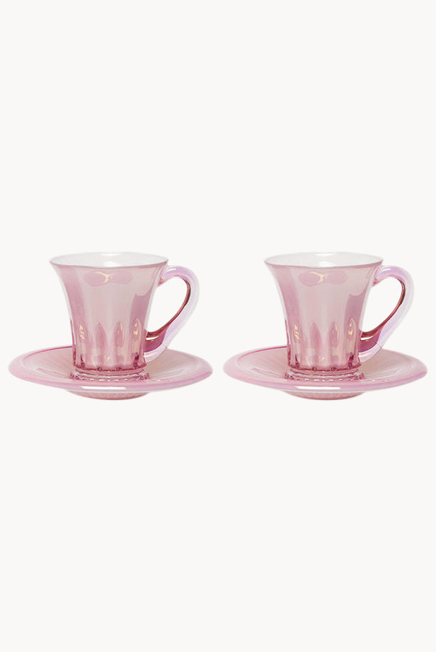 Set rosa di due tazze da caffè Doge