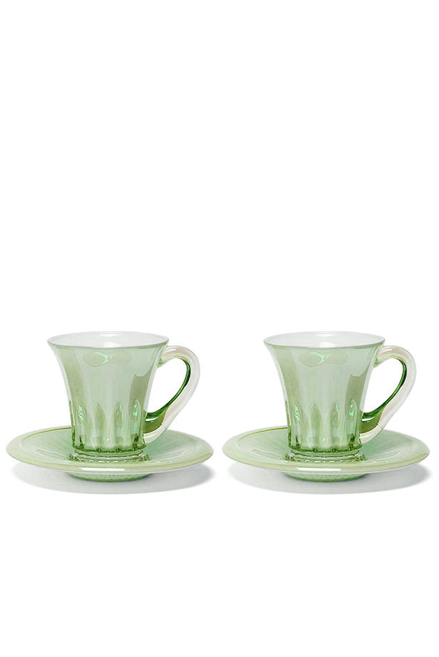 Set verde di due tazze da caffè Doge