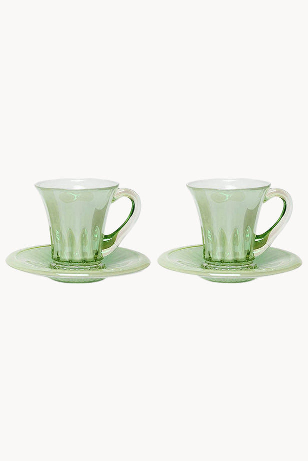 Set verde di due tazze da caffè Doge