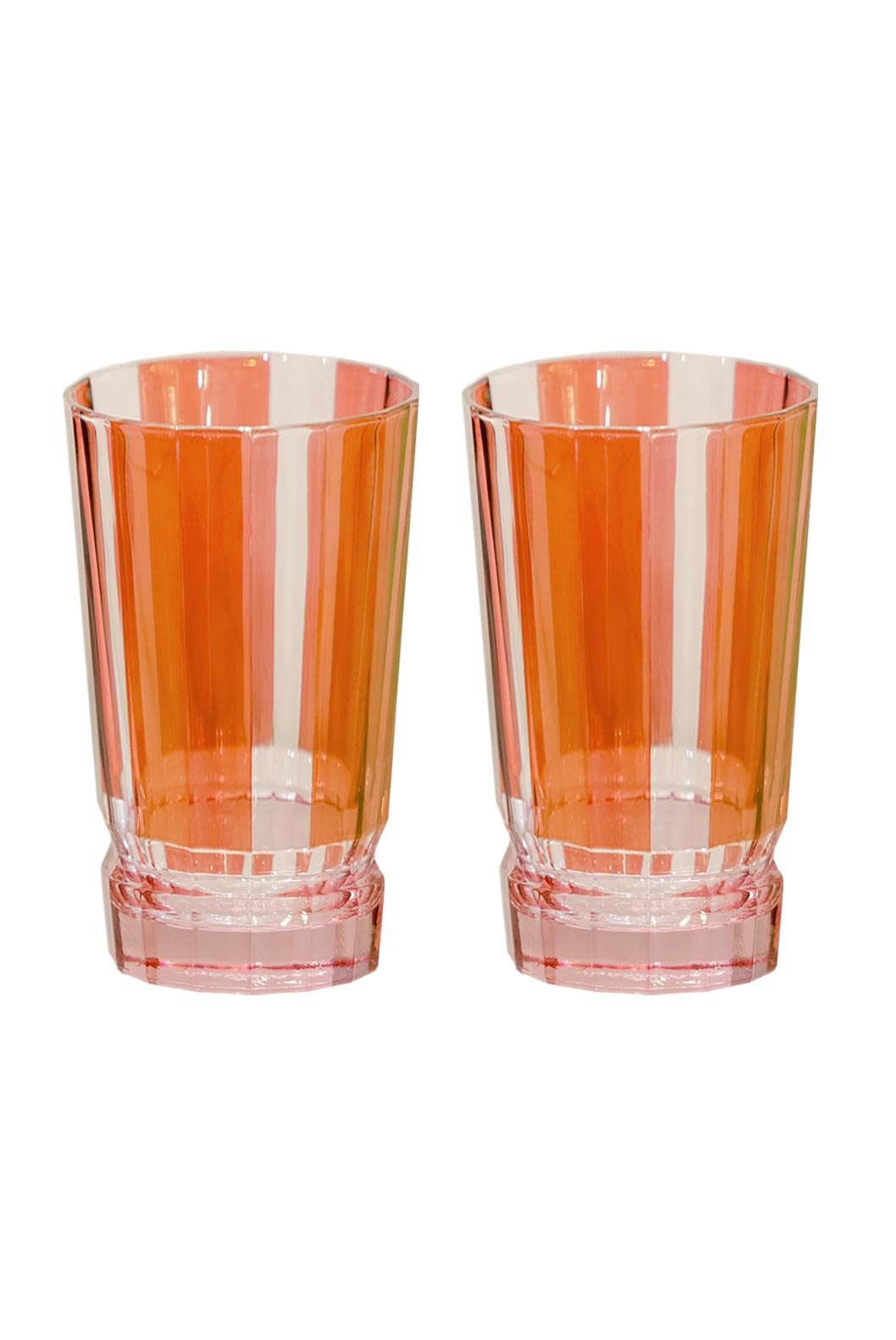 Striped Red Set Of Two Large Duccio Tumbler With Pink Base