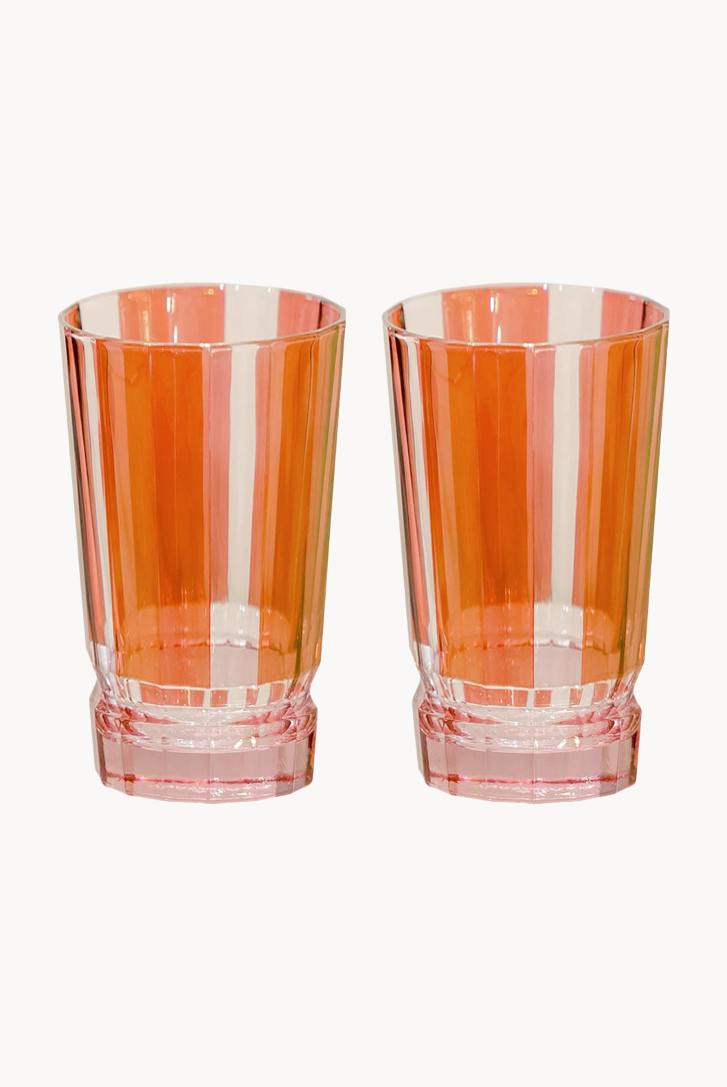 Striped Red Set Of Two Large Duccio Tumbler With Pink Base