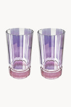 Set di Due Bicchieri Grandi Duccio a Righe Viola con Base Rosa