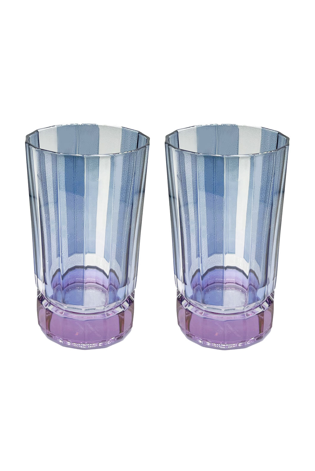 Striped Blue Set Of Two Large Duccio Tumbler With Purple Base